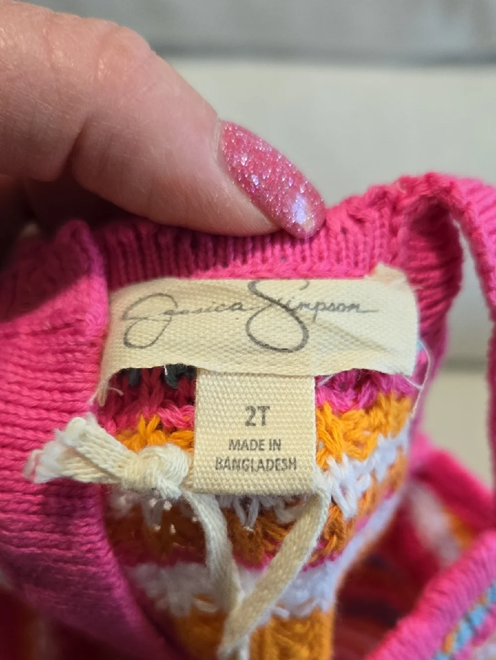 Toddler Girls 2T Striped Knit Tank & Shorts Set — Pink, Orange, White, Blue NWT